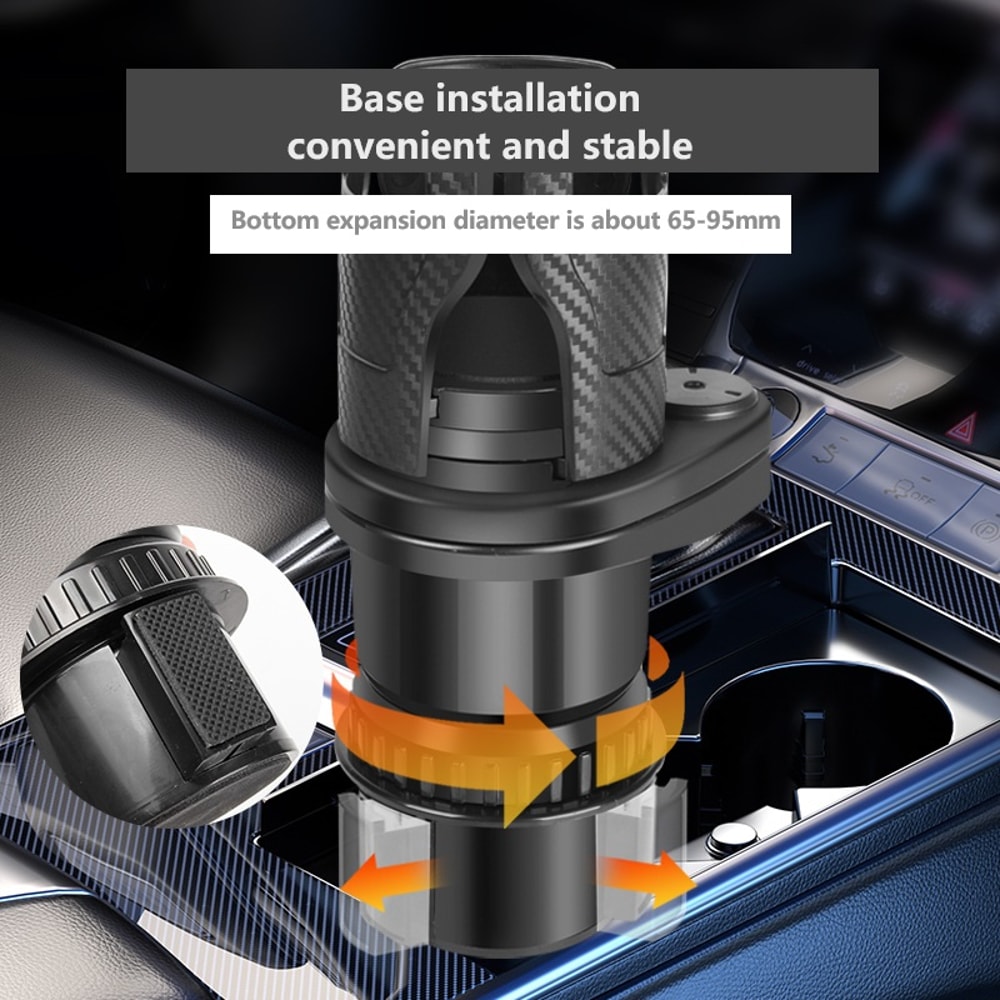 Rotating Car Cup Holder Expander with Double Layer Storage