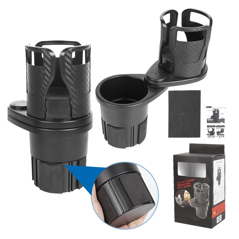 Rotating Car Cup Holder Expander with Double Layer Storage