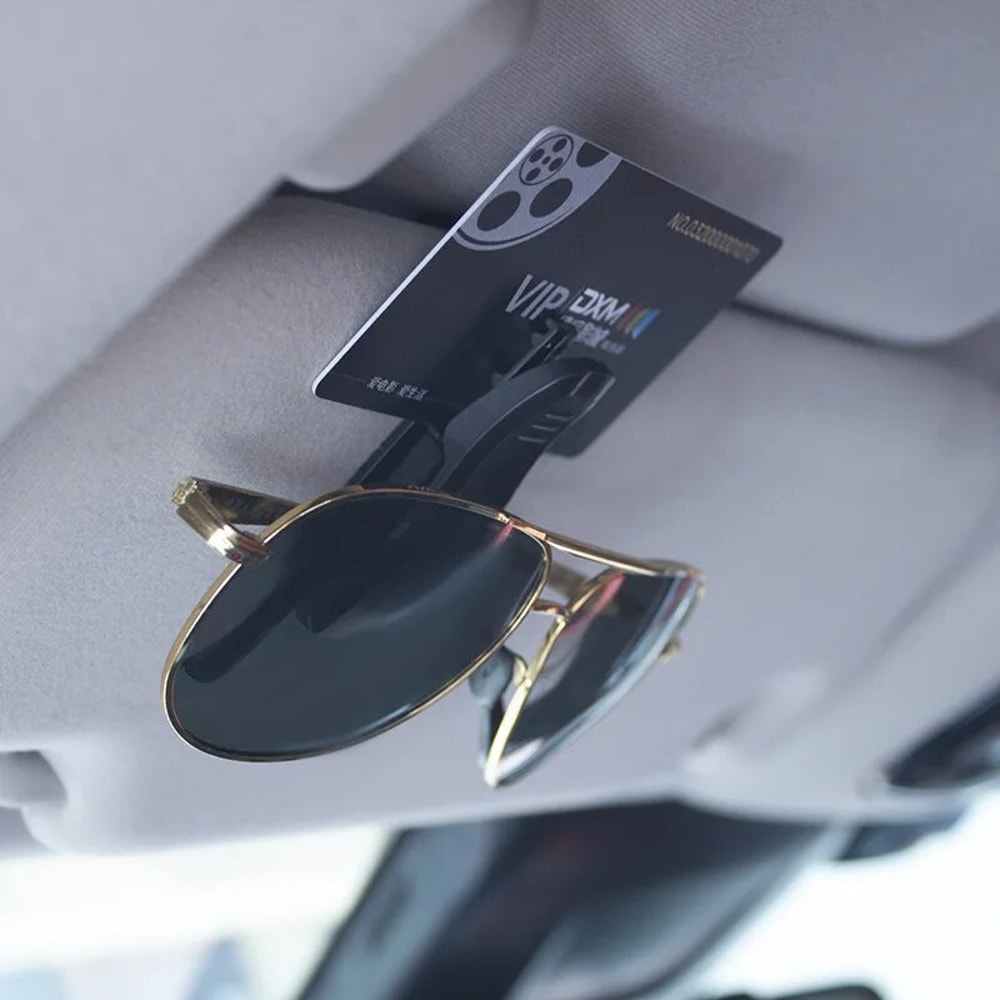 Car Sunglasses Holder Sun Visor Glasses Clip And Card Organizer 1