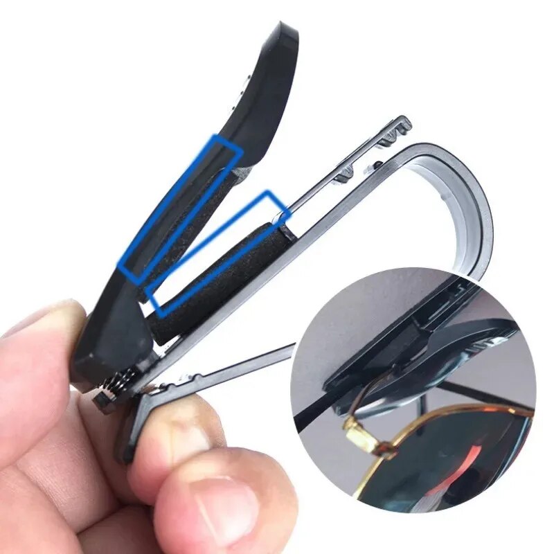 Car Sunglasses Holder Sun Visor Glasses Clip And Card Organizer 2