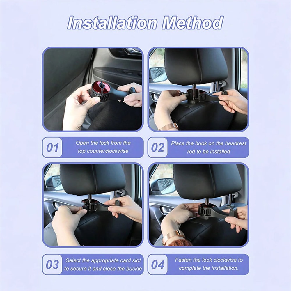 Car Seat Hook Phone Holder Rotatable Soft Silicone Secure Lock Hidden Design Fits Phones