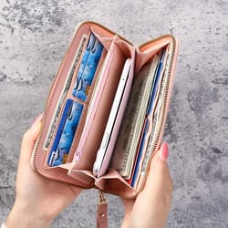stylish pu leather wallet womens long purse with coin and card holder billfold wallet