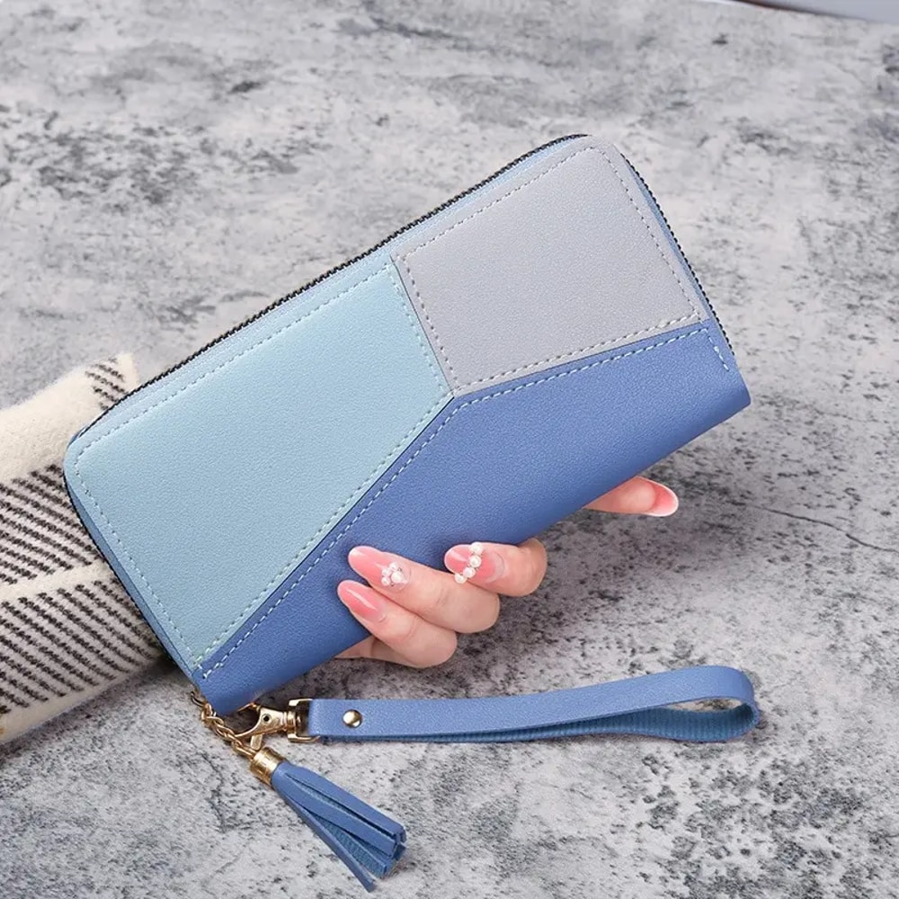 Stylish PU Leather Wallet Womens Long Purse With Coin And Card Holder Billfold Wallet 4