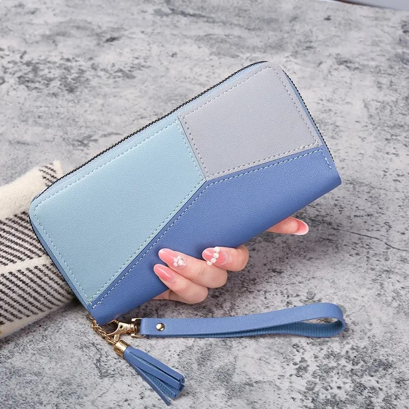 Stylish PU Leather Wallet Womens Long Purse With Coin And Card Holder Billfold Wallet 4