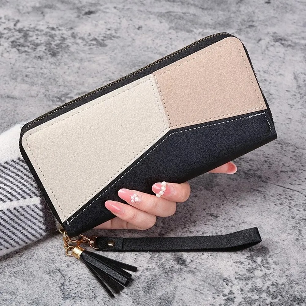 Stylish PU Leather Wallet Womens Long Purse With Coin And Card Holder Billfold Wallet 5