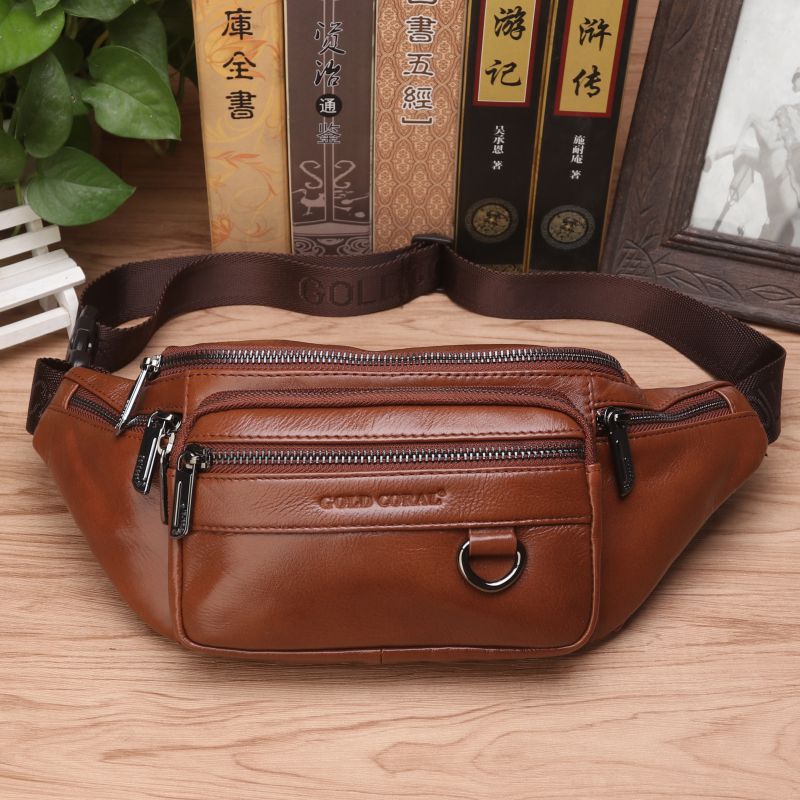 Genuine Leather Waist Fanny Pack For Men Retro Crossbody Sling Bag For Travel And Everyday Use 0