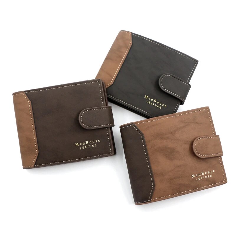 Mens PU Leather Wallet With Business Card Holder And Hasp Closure 0