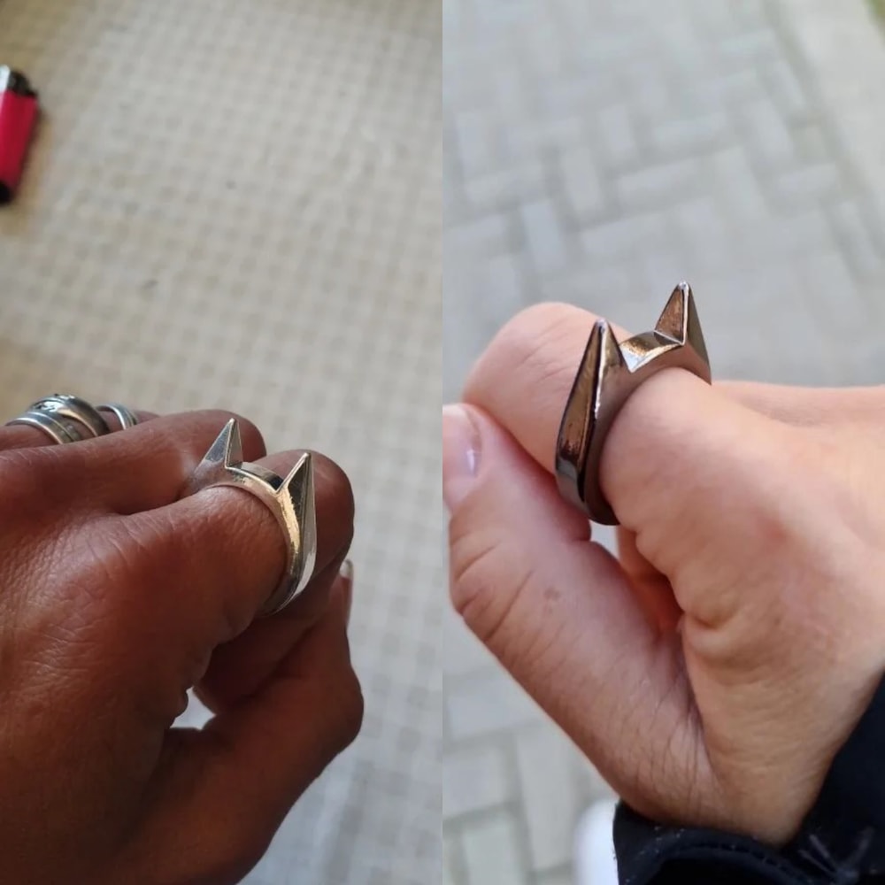 Self Defense Finger Ring Outdoor Survival Window Breaker Cats Ear Metal Defense Ring for Personal Safety