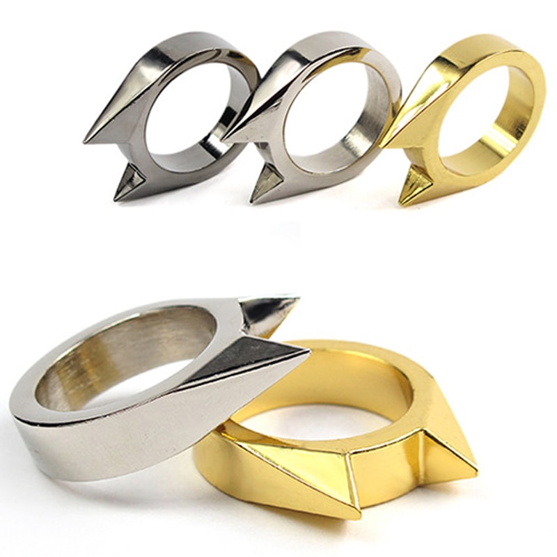 Self Defense Finger Ring Outdoor Survival Window Breaker Cats Ear Metal Defense Ring for Personal Safety