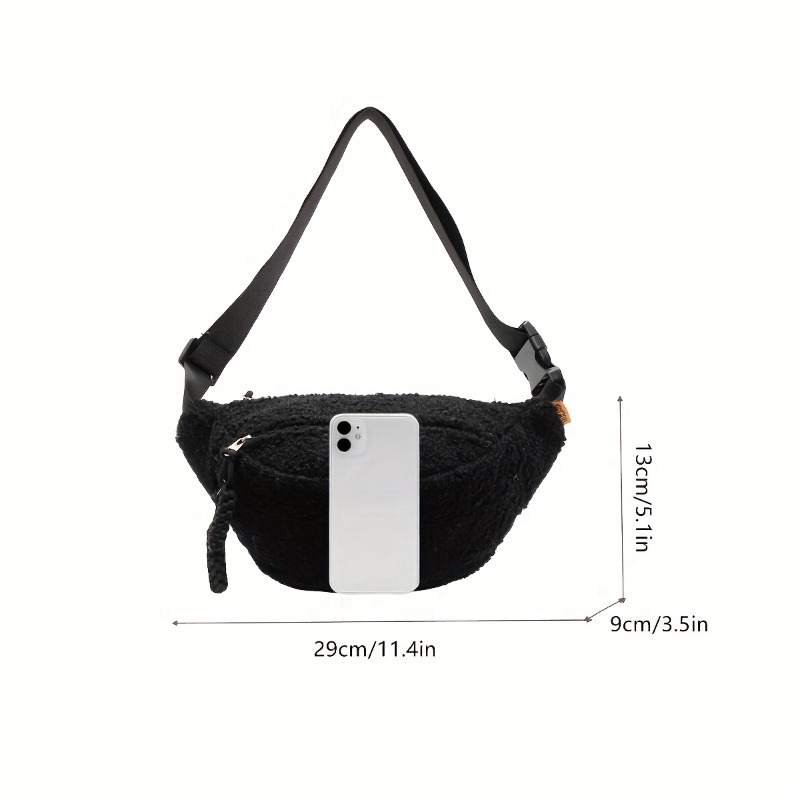 Mens & Womens Casual Solid Color Plush Crossbody Shoulder Bag Versatile Waist Bag for Daily Commuting