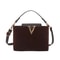 Fashionable Mini Suede Womens Tote Bag with Hardware Lock Buckle Faux Suede Crossbody Shoulder Handbag