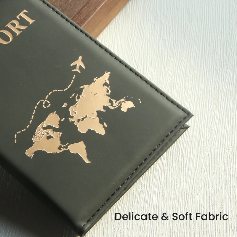 Slim Passport Holder with Cove Map Design Premium PU Leather Travel Essential for All Countries