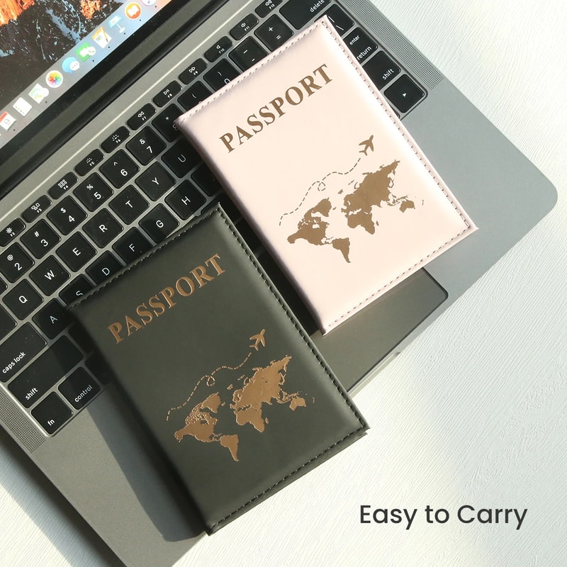 Slim Passport Holder with Cove Map Design Premium PU Leather Travel Essential for All Countries