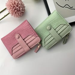 chic macaron crocodile texture zipper wallet stylish multi slot purse for everyday use