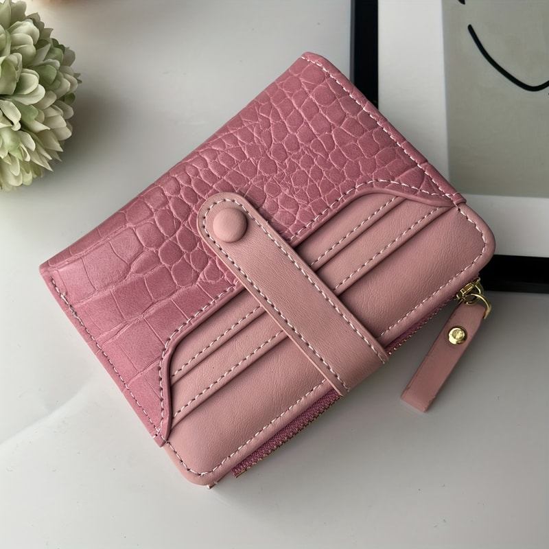 Chic Macaron Crocodile Texture Zipper Wallet Stylish Multi Slot Purse For Everyday Use 3