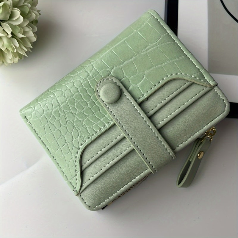 Chic Macaron Crocodile Texture Zipper Wallet Stylish Multi Slot Purse For Everyday Use 4
