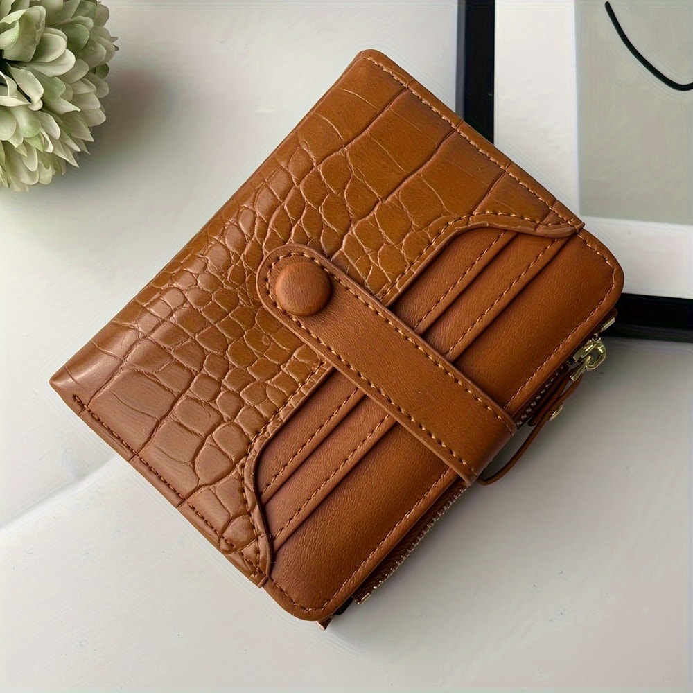 Chic Macaron Crocodile Texture Zipper Wallet Stylish Multi Slot Purse For Everyday Use 5