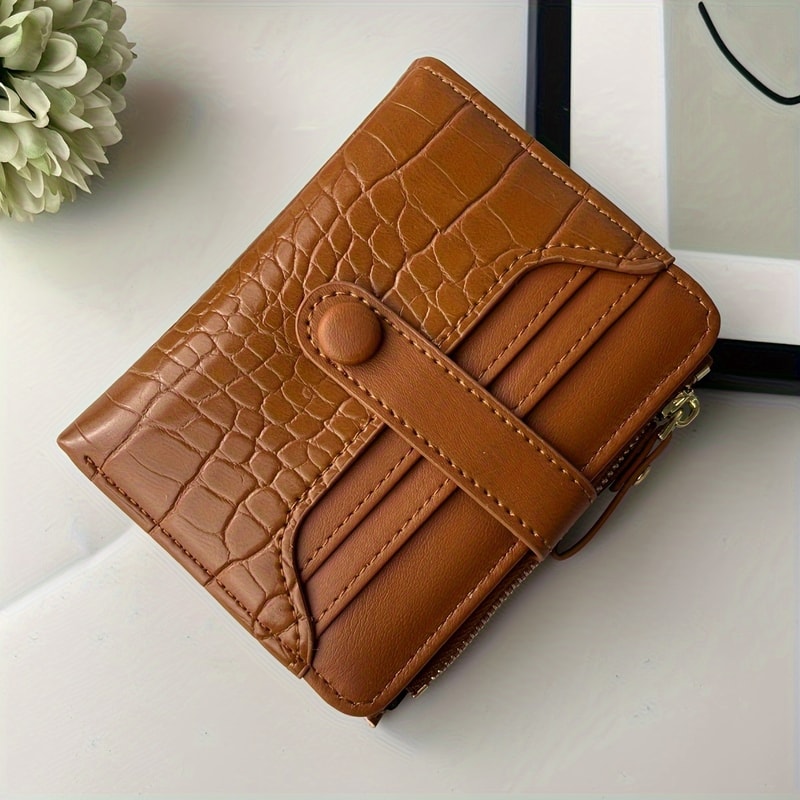 Chic Macaron Crocodile Texture Zipper Wallet Stylish Multi Slot Purse For Everyday Use 5