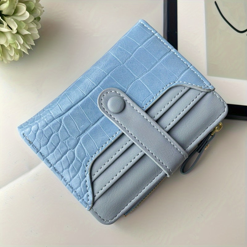 Chic Macaron Crocodile Texture Zipper Wallet Stylish Multi Slot Purse For Everyday Use 7