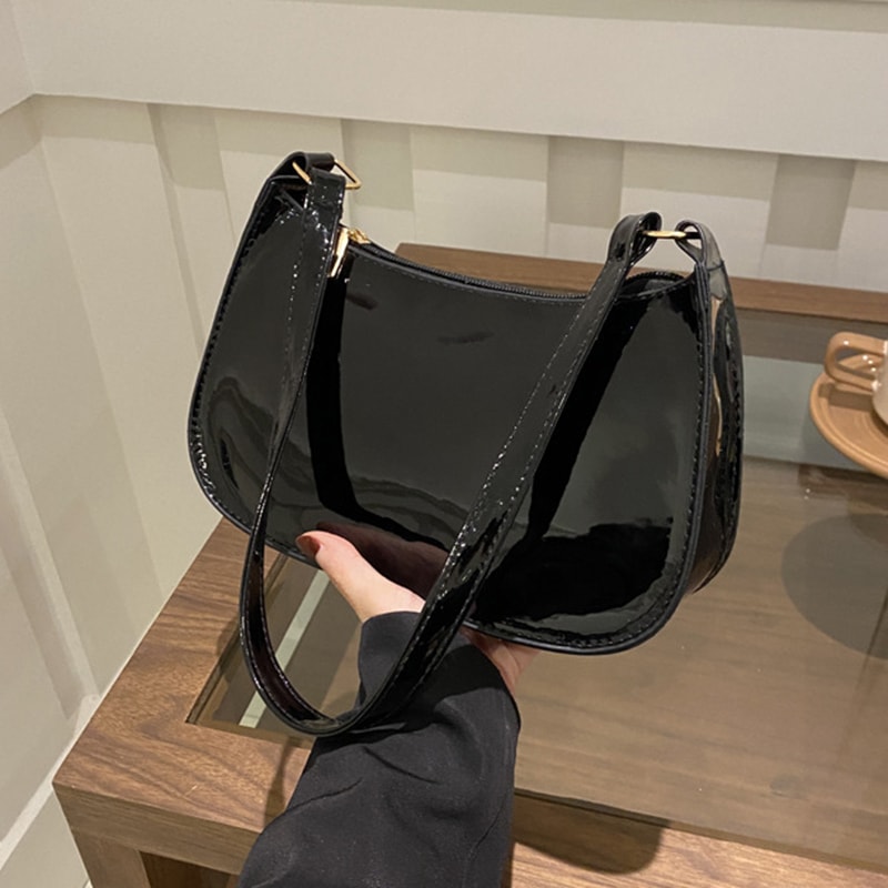 Stylish PU Leather Shoulder Bag For Women Casual Designer Hobos Underarm Handbag 0