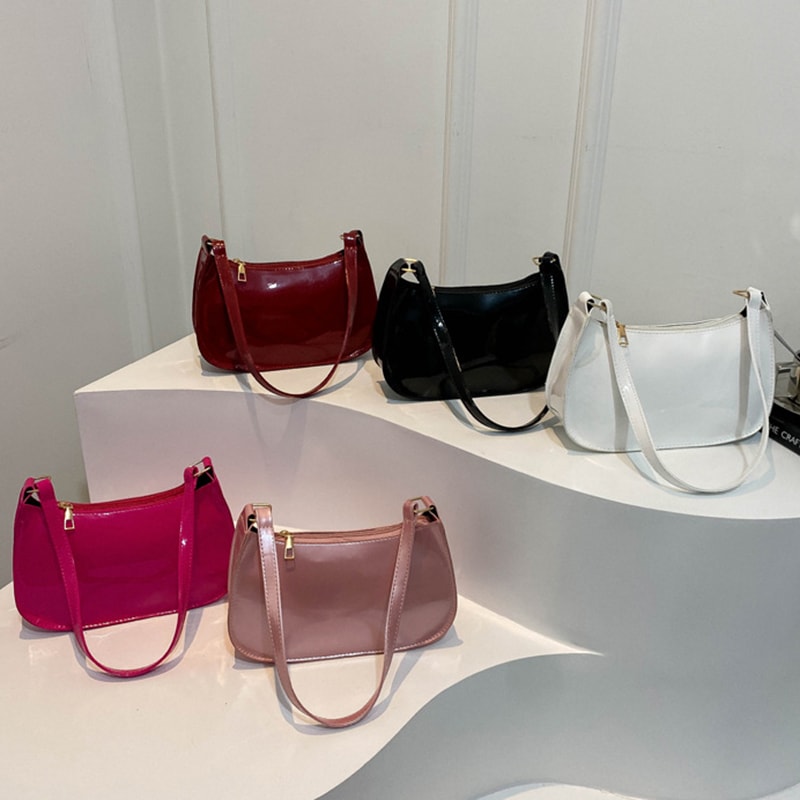 Stylish PU Leather Shoulder Bag For Women Casual Designer Hobos Underarm Handbag 3