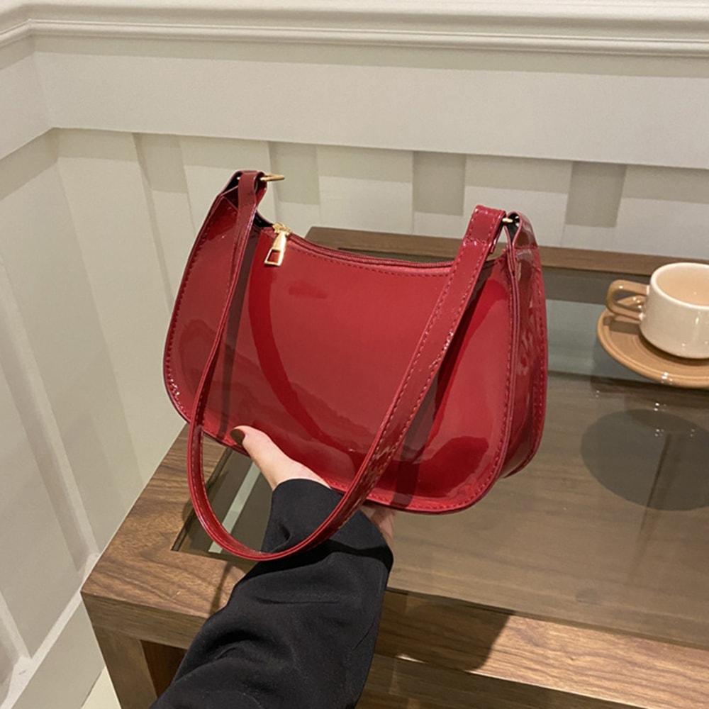 Stylish PU Leather Shoulder Bag For Women Casual Designer Hobos Underarm Handbag 9