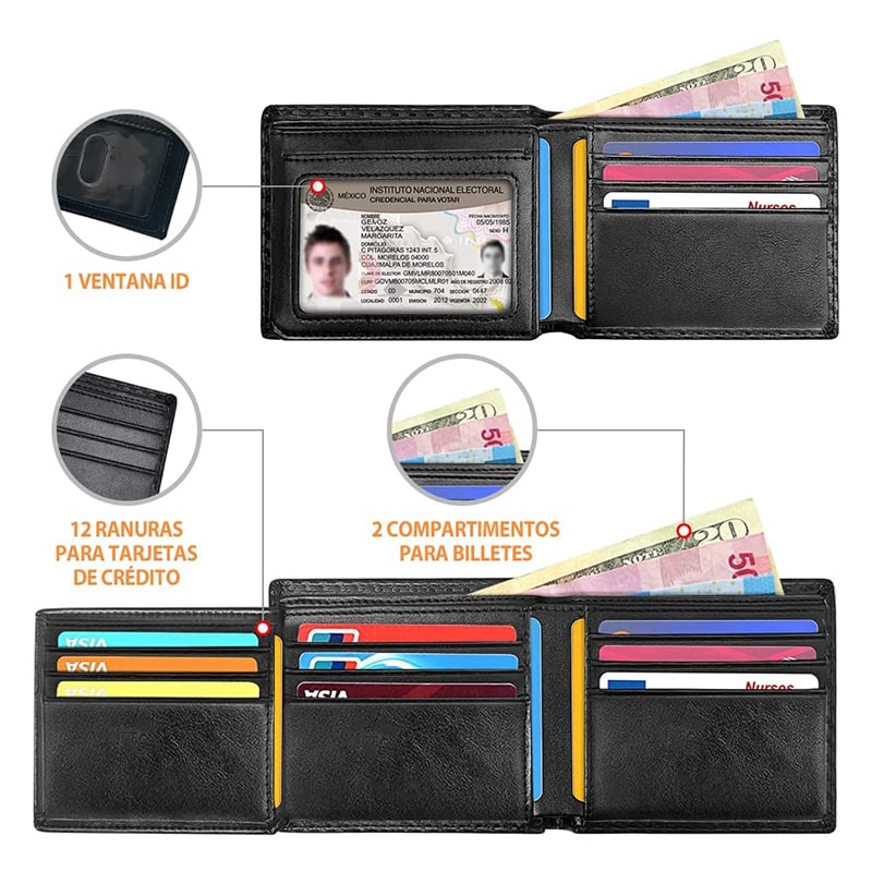 Slim Minimalist TriFold Wallet Carbon Fiber RFID Blocking Mens Wallet With ID Holder 1