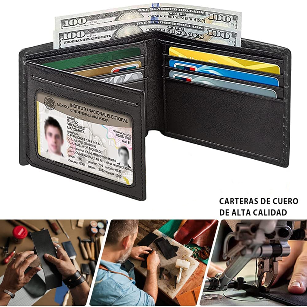 Slim Minimalist TriFold Wallet Carbon Fiber RFID Blocking Mens Wallet With ID Holder 0