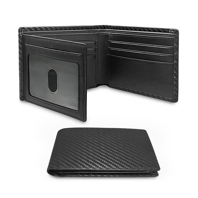 Slim Minimalist TriFold Wallet Carbon Fiber RFID Blocking Mens Wallet With ID Holder 6