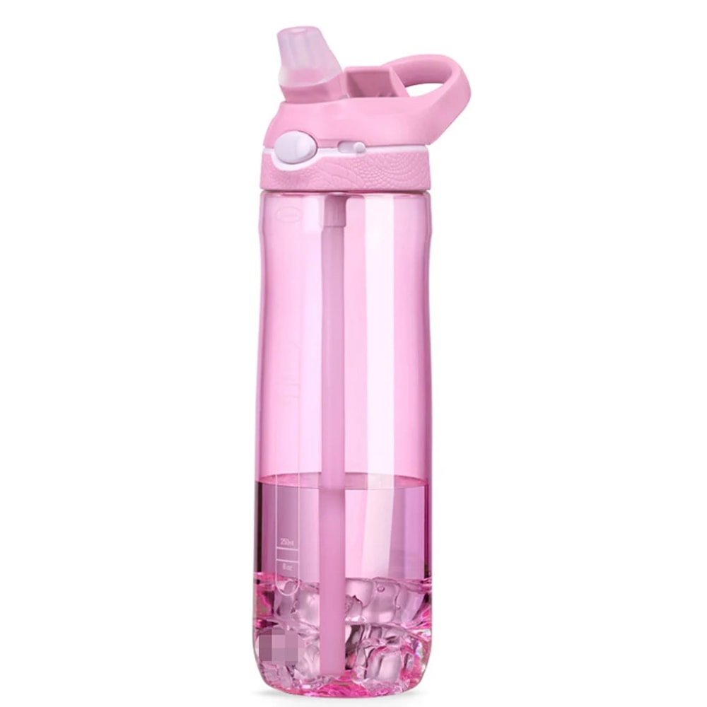 Portable Sports Water Bottle With Straw BPA Free Transparent Plastic Drinkware For Camping Hiking A 4
