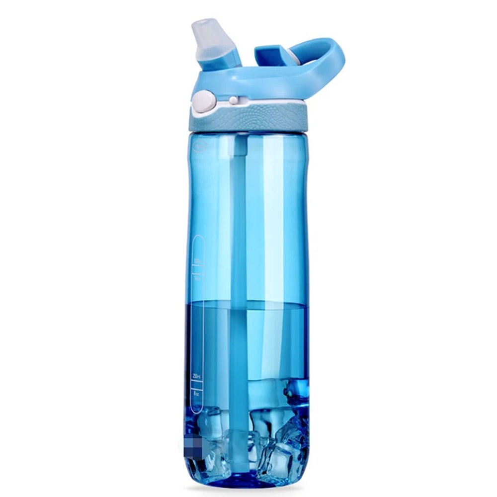 Portable Sports Water Bottle With Straw BPA Free Transparent Plastic Drinkware For Camping Hiking A 5