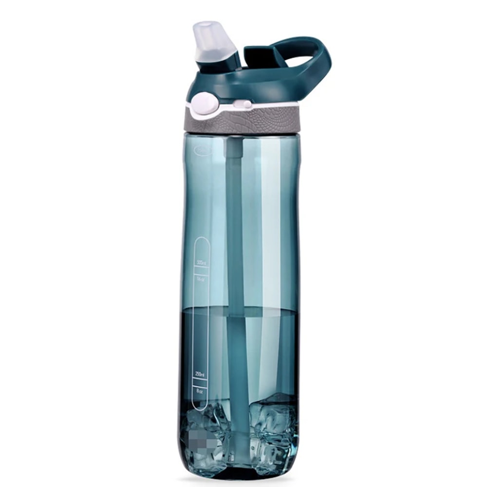 Portable Sports Water Bottle With Straw BPA Free Transparent Plastic Drinkware For Camping Hiking A 6