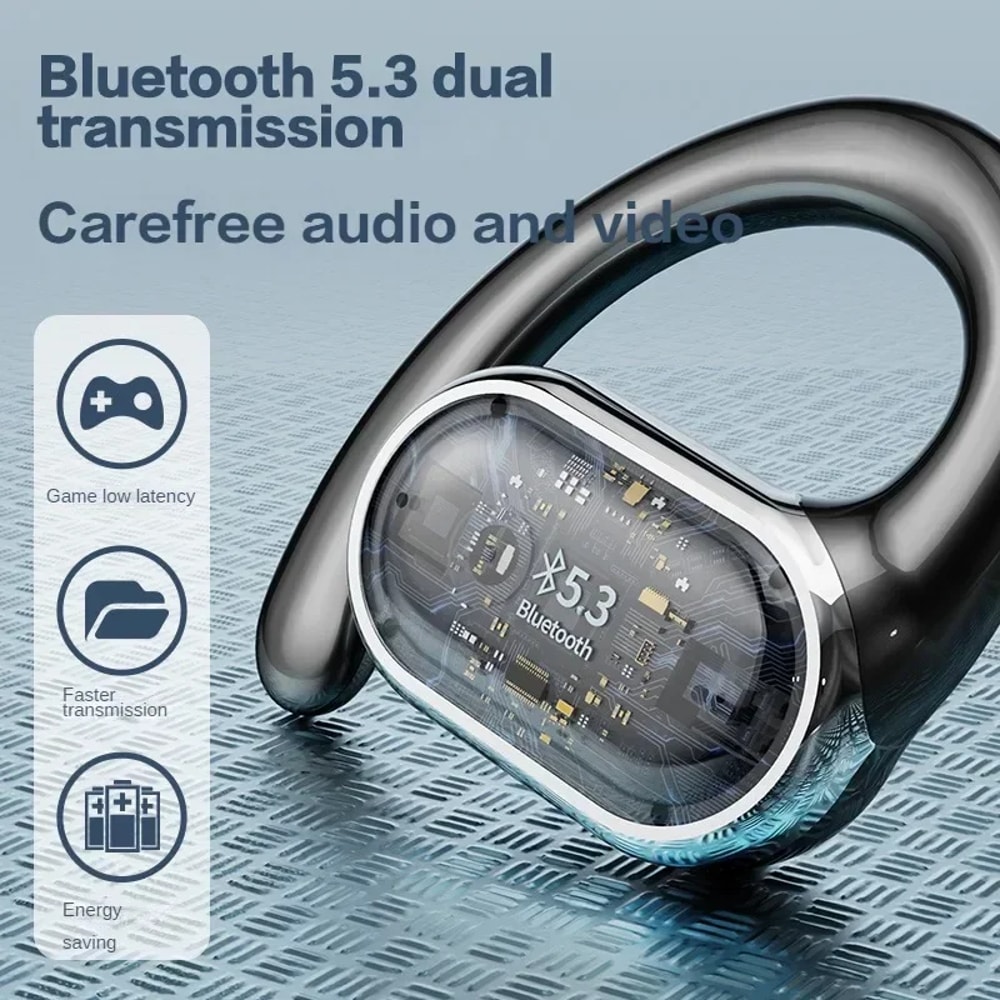 TWS Earhook Bluetooth Earphones Low Latency Gaming Headset with HiFi Stereo & Noise Reduction for Sports