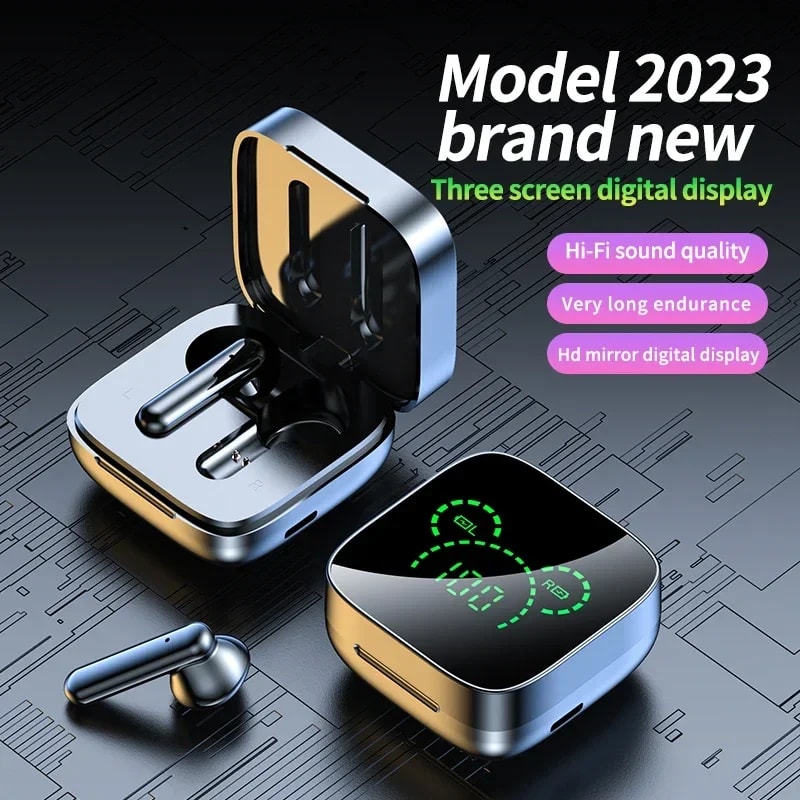 TWS Wireless Bluetooth Earphones with Touch Control, Stereo Headset & LED Display Sport Earphones with Mic