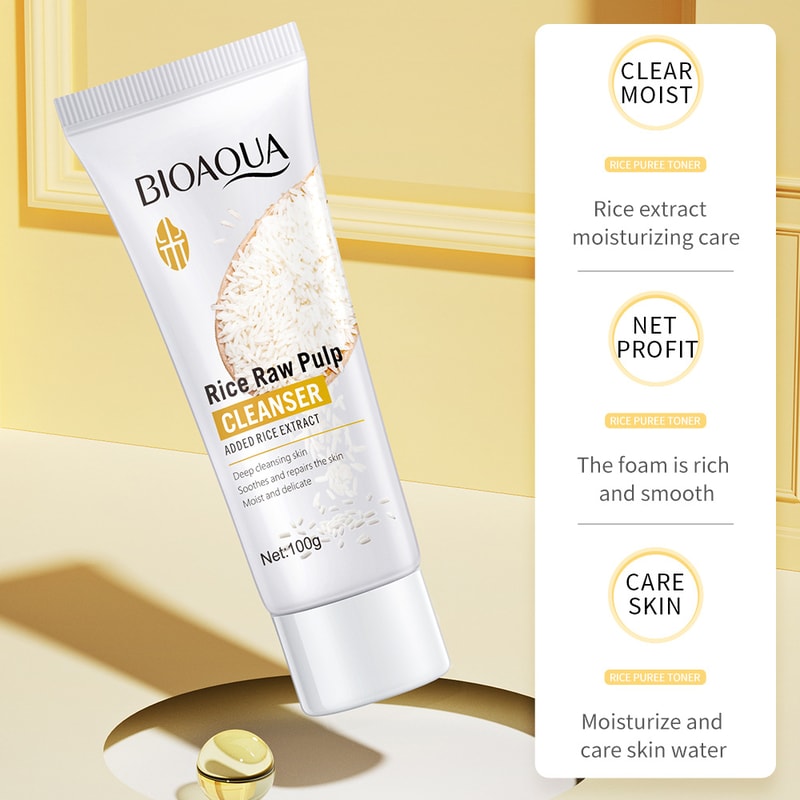RiceGlow Moisturizing Rice Pulp Facial Cleanser Deep Clean & Brightening Cleanser Foam