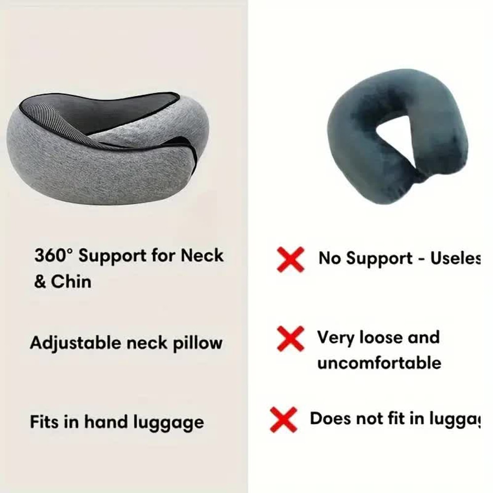 Ultimate Comfort Memory Foam Travel Neck Support Pillow Portable U Shaped Adjustable Sleep Pillow