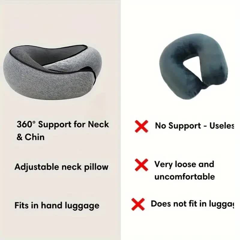 Ultimate Comfort Memory Foam Travel Neck Support Pillow Portable U Shaped Adjustable Sleep Pillow