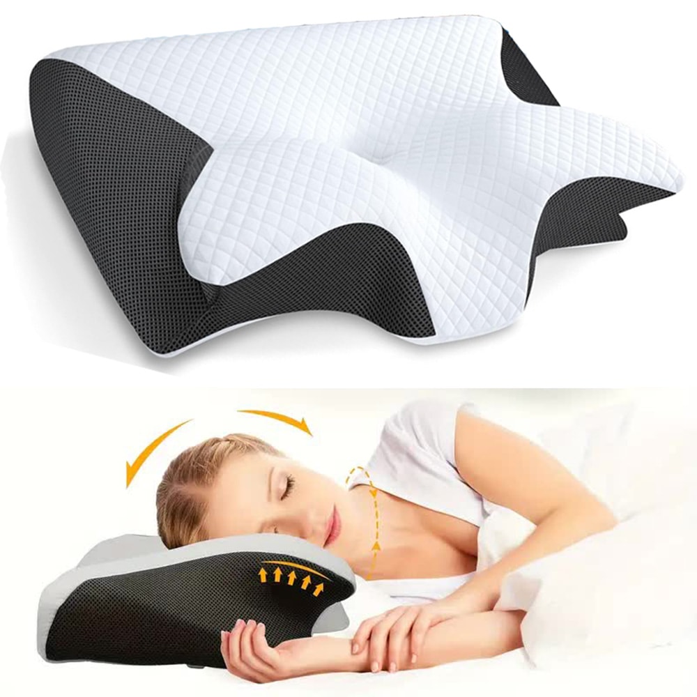Premium Orthopedic Memory Foam Neck Pillow for Cervical Support & Comfort
