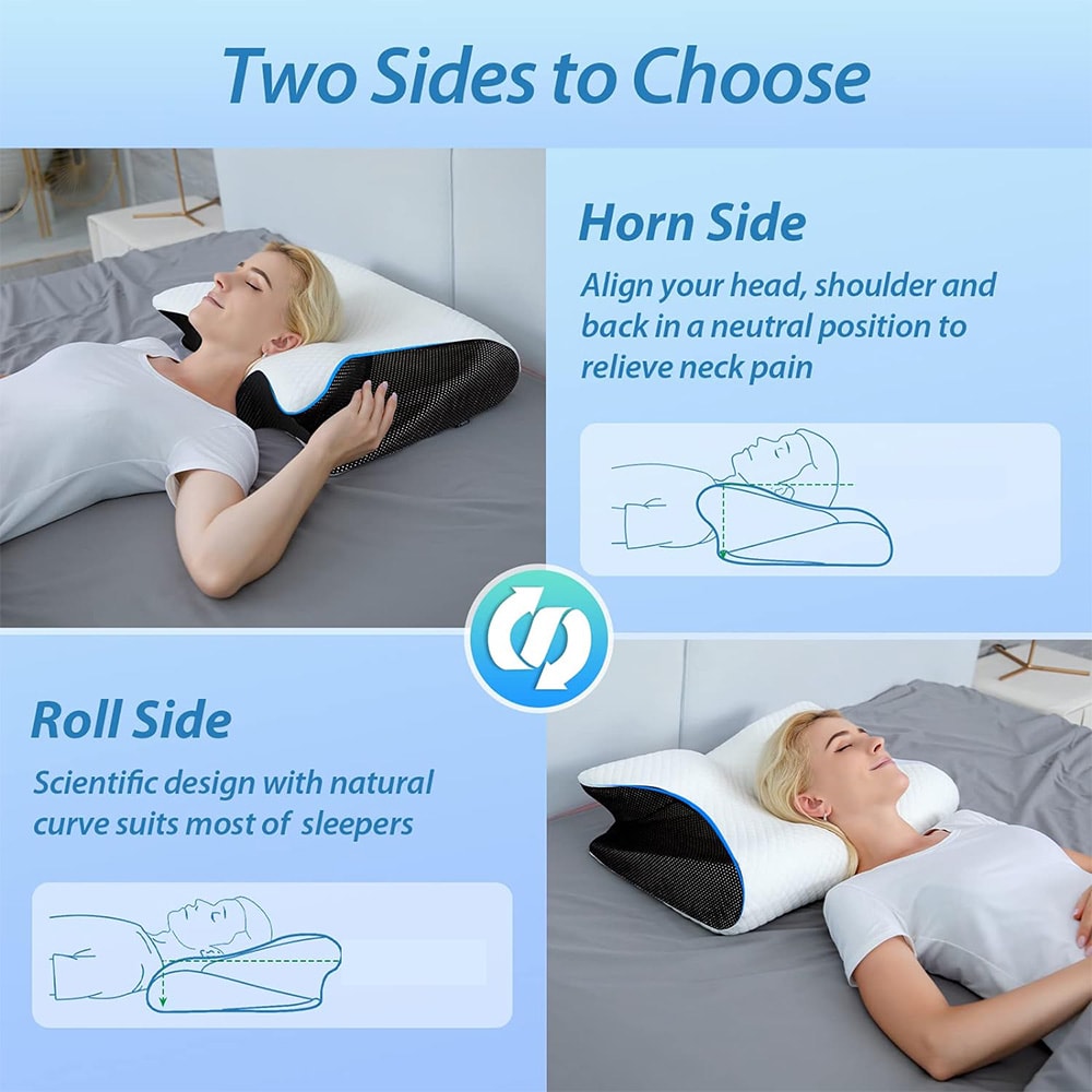 Premium Orthopedic Memory Foam Neck Pillow for Cervical Support & Comfort