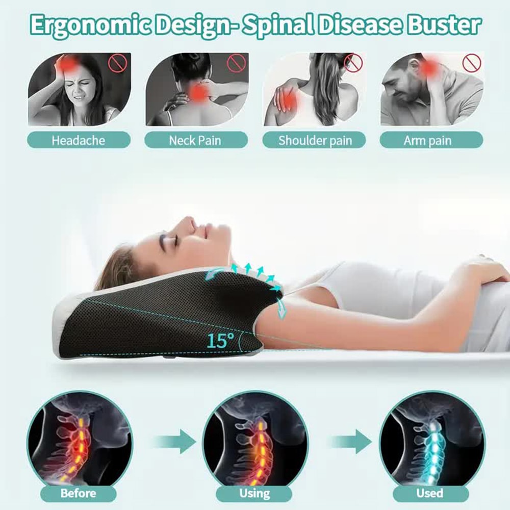 Premium Orthopedic Memory Foam Neck Pillow for Cervical Support & Comfort
