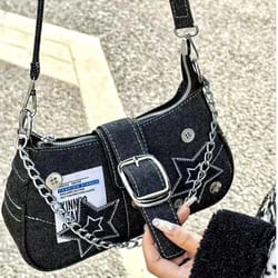 vintage star pattern canvas shoulder bag for women trendy underarm tote
