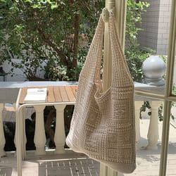 boho chic crochet tote bag stylish knitted shoulder bag & womens shopping tote for everyday & summer