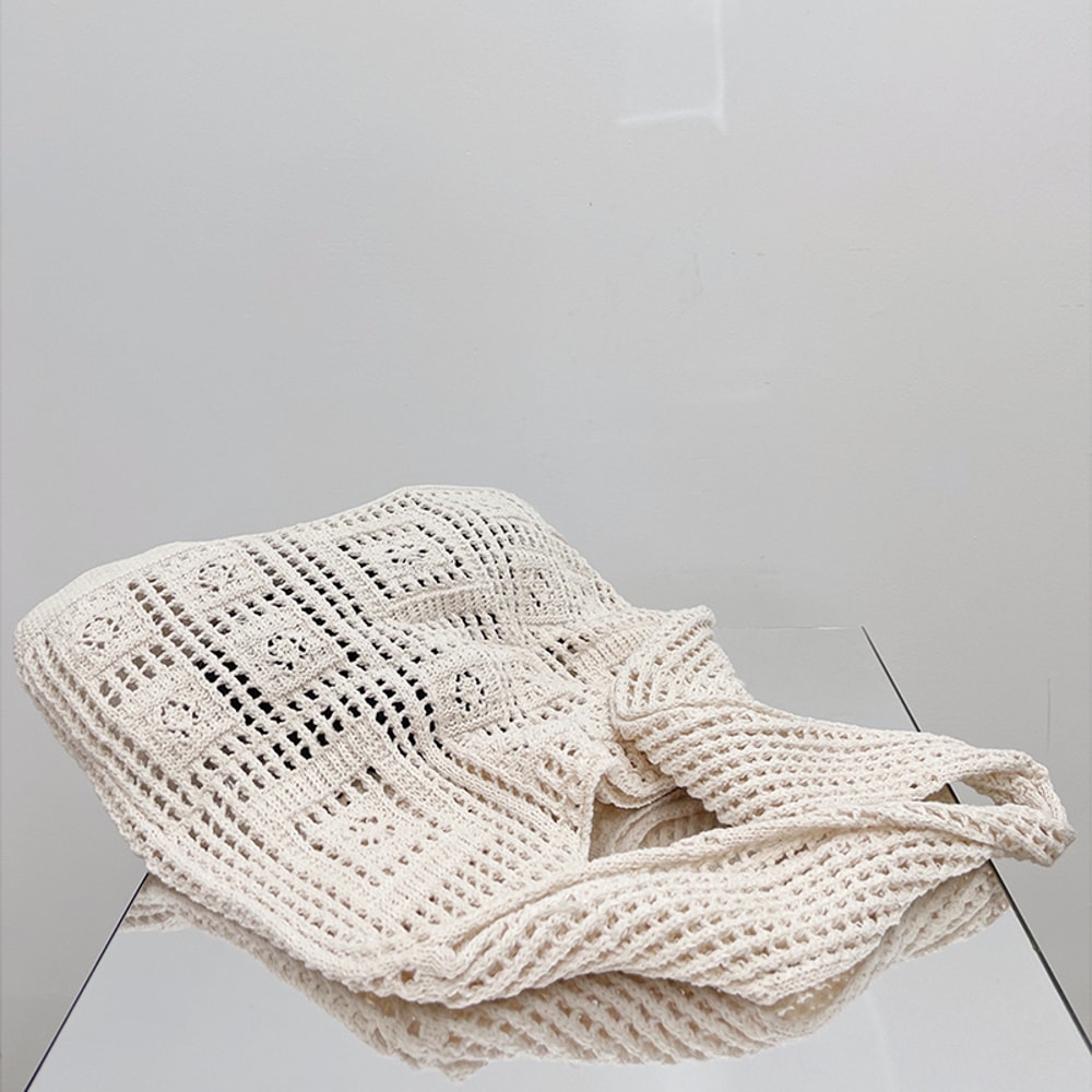 Boho Chic Crochet Tote Bag Stylish Knitted Shoulder Bag Womens Shopping Tote For Everyday Summer 3
