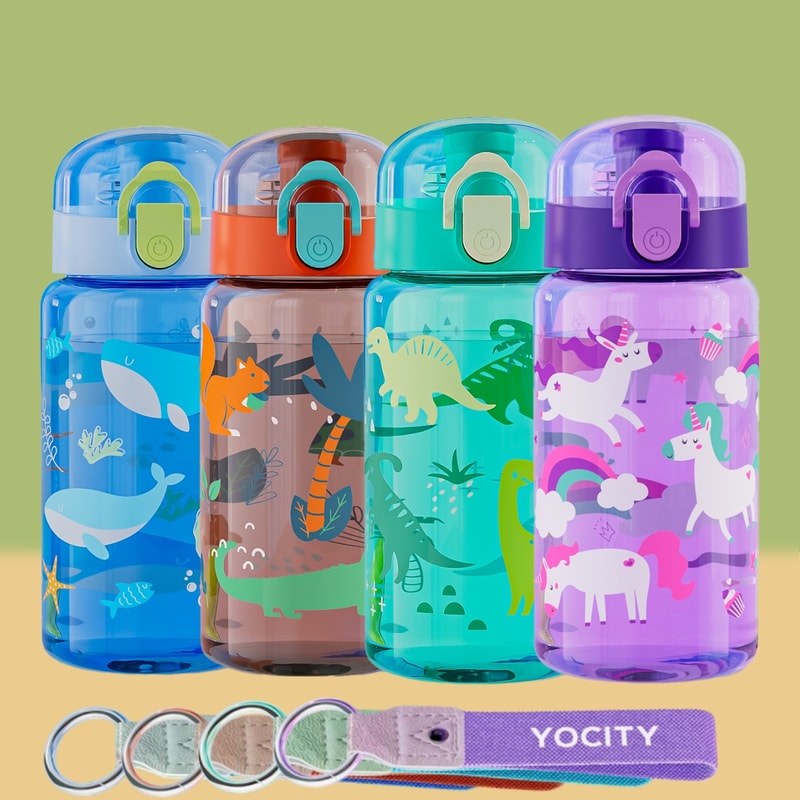 Leakproof Portable Cartoon Water Bottle for Kids with Easy Carry Strap Outdoor School & Travel Essential