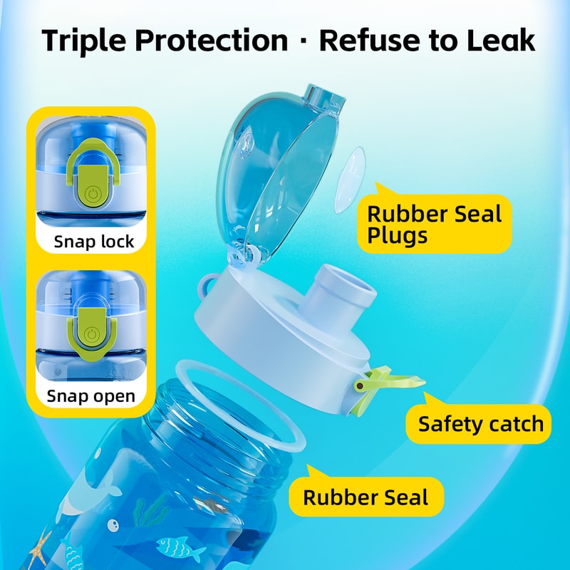 Leakproof Portable Cartoon Water Bottle for Kids with Easy Carry Strap Outdoor School & Travel Essential