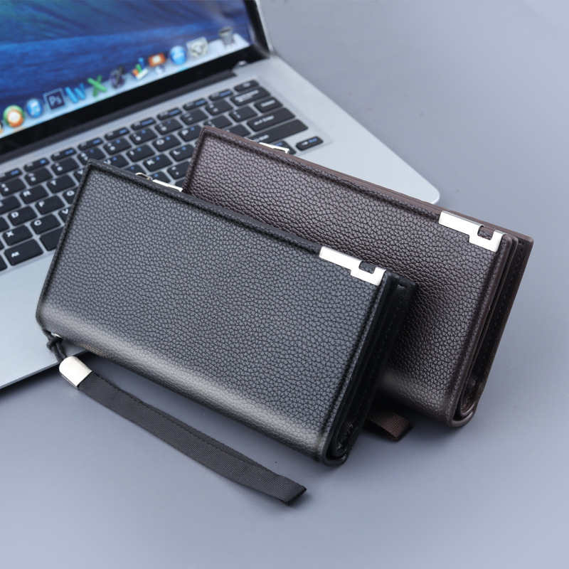 Mens Long PU Leather Phone Wallet Bag With Card Holder Zipper Pocket Large Capacity 0