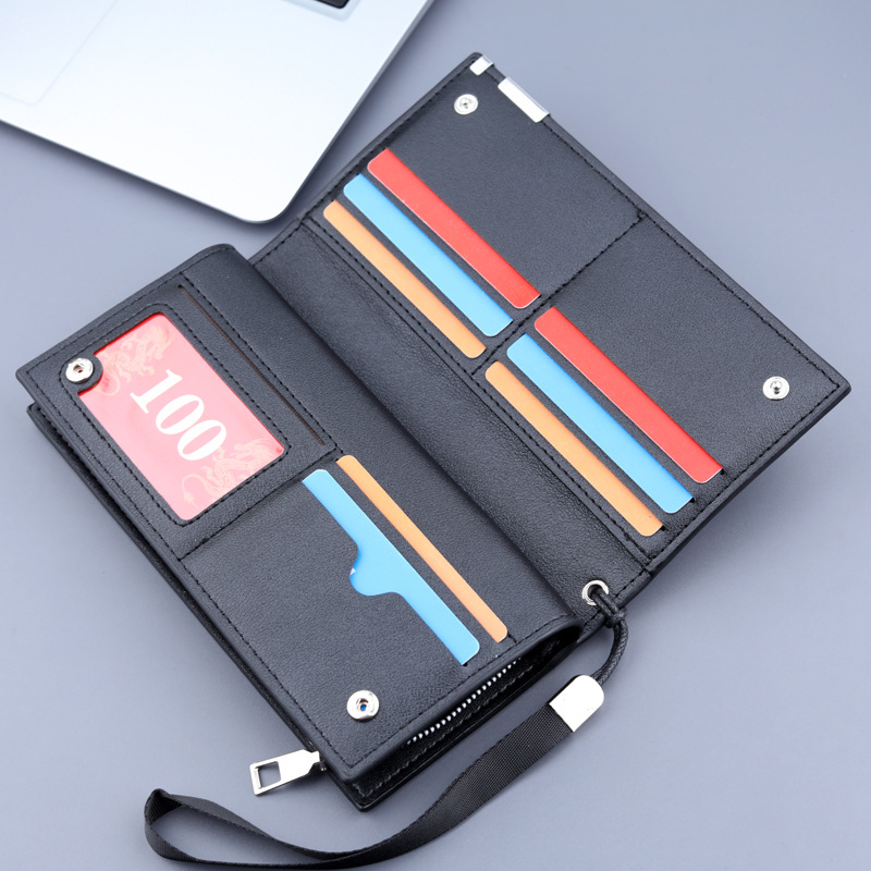 Mens Long PU Leather Phone Wallet Bag With Card Holder Zipper Pocket Large Capacity 1