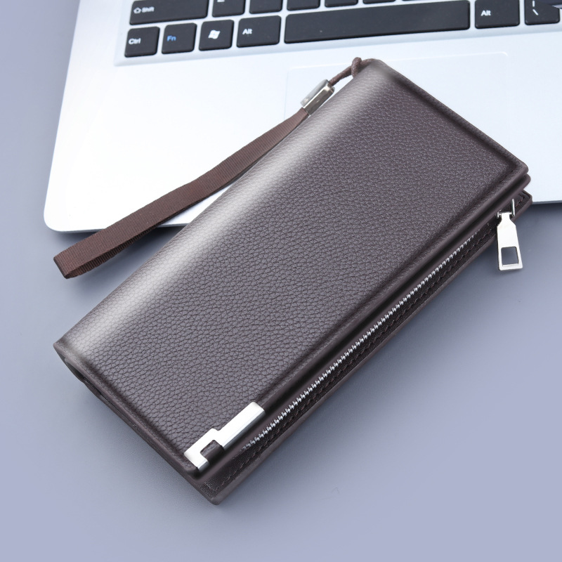 Mens Long PU Leather Phone Wallet Bag With Card Holder Zipper Pocket Large Capacity 4