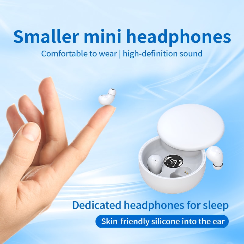 Premium Invisible Wireless Earbuds with Sliding Charging Case Comfort Sleep Sport & Deep Bass