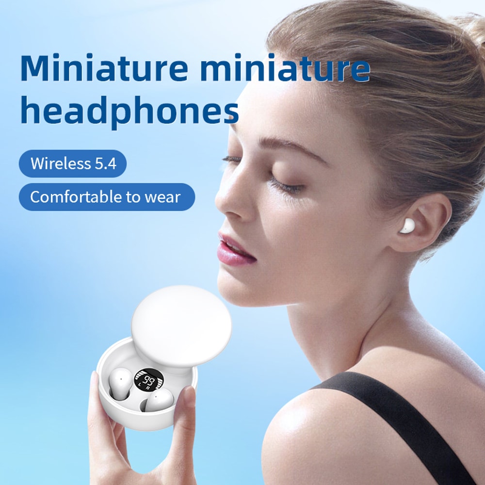 Premium Invisible Wireless Earbuds with Sliding Charging Case Comfort Sleep Sport & Deep Bass